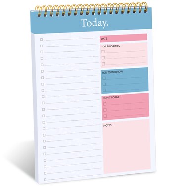 To Do List Notepad - Daily Planner Notepad Undated 52 Sheets Tear Off, 6.5&quot; x 9.8&quot; Checklist Productivity Organizer with Hourly Schedule for Tasks