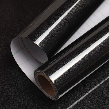 Livelynine Glossy Black Contact Paper Peel and Stick Kitchen Wallpaper Waterproof Cabinets Bathroom Peel and Stick Cabinet Covering Black Vinyl Wrap Sticky Desk Dresser Counter Top Covers 15.8x78.8