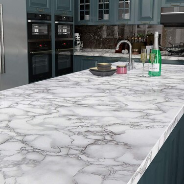 Livelynine Modern Marble Wallpaper Peel and Stick Countertops for Kitchen Vinyl Wrap Waterproof Countertop Contact Paper for Desk Cover Dresser Top Counter Top Covering Table Sticker 15.8x78.8 Inch
