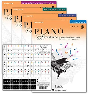 Piano Adventures Level 2B Learning Set By Nancy Faber - Lesson, Theory, Performance, Technique &amp; Artistry Books &amp; Juliet Music Piano Keys 88/61/54/49 Full Set Removable Sticker