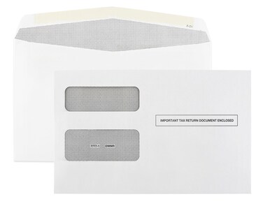 100 1099 Envelopes Designed For 1099 Misc, INT, 1099-R, And 1095-C, Laser Forms from Quickbooks or Similar Tax Software -Double-Window Security Envelope, Gummed Flap, 5 5/8 Inch x 9 Inch Pack of 100