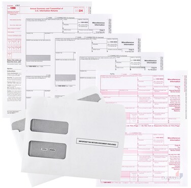 Dutymark 1099 Misc Forms 2024, 4 Part Laser Tax Forms Kit for 25 Vendor with 25 Self-Seal Envelopes, Designed for QuickBooks and Accounting Software