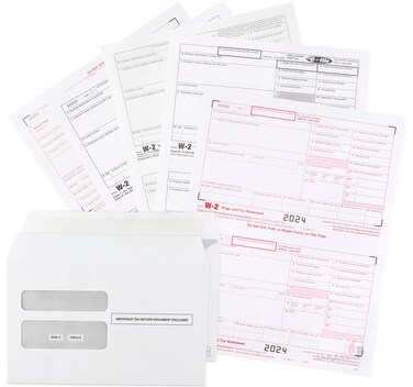 W2 Forms 2024 Complete Laser W-2 Tax Forms and W-3 Transmittal - Kit for 10 Employees 6-Part W-2 Forms with 10 Self-Seal Envelopes in Value Pack   W-2 Forms 2024