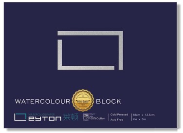 Non-Warping Watercolor Paper Block - 100% Cotton Paper,20 Sheets of 160lb/350gsm Cold Press Watercolor Art Supplies for Wet, Dry, and Mixed Media Painting - Premium Art Paper (7 x 5'')