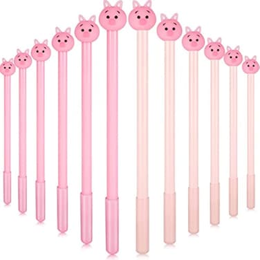 24 Pieces Cute Pig Writing Pen Pig Gel Ink Pen Pink Pig Roller Ball Gel Ink Pen with 0.5 mm Fine Point Black Ink Pen for Kids School Office Home Writing Present Supplies
