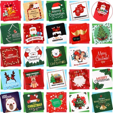 Outus Mini Christmas Greeting Cards Cute Christmas Cards with Envelopes, 2.7 x 2.7 Inch (48 Pieces)