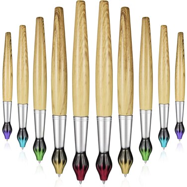 Outus 10 Pieces Paintbrush Pens for Art Teacher Gifts, Bamboo Brush Shape Ballpoint Pen Retractable Ink Pens Novelty Pens Appreciation Gifts for Art Teacher Christmas Birthday Party Favors