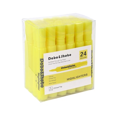 Dabo&amp;Shobo Yellow highlighter, 24 Pack -bright color, chisel tip, for Adults Kids Highlighting in the Home School Office, Tank Style