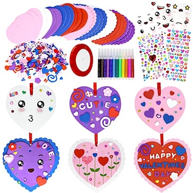 Hidreamz 947Pcs Valentine's Day Foam Heart Craft Kit, Valentines Crafts for Kids DIY Craft Decoration Include Self-Adhesive Foam Hearts Stickers