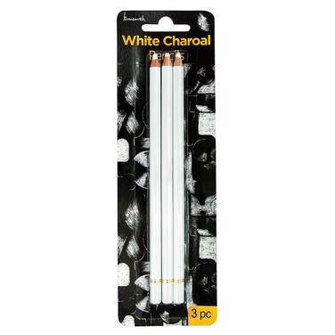 Professional White Charcoal Pencils Set - Brusarth 3 Pieces Sketch Highlight White Pencils for Drawing, Sketching, Shading, Blending, White Chalk Pencils for Beginners &amp; Artists