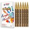 Gold Marker Paint Pens - 6 Pack Acrylic Gold Permanent Marker, 0.7mm Extra Fine Tip Paint Pen for Art projects, Drawing, Rock Painting, Stone, Ceramic, Glass, Wood, Plastic, Metal, Canvas DIY Crafts