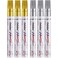 Gold and Silver Paint Marker Pens - 6 Pack Permanent Oil Based Metallic Paint Pen, Medium Tip, Quick Dry and Waterproof Markers for Stone, Wood, Metal, Plastic, Canvas, Glass, Ceramics, Rubber, Stone