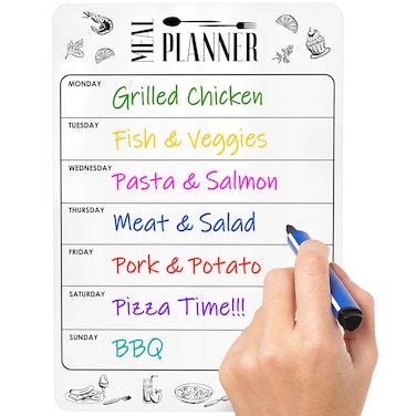 Dry Erase Magnetic Meal Planner for Refrigerator A4 (8.5x12 inch) - Magnet Weekly Menu Board for Fridge - Magnetic Menu White Board - Fridge Meal Planner Magnet - Dinner Meal Planner Dry Erase Board