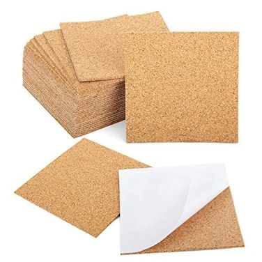 Blisstime 30 Pcs Self-Adhesive Cork Sheets 4"x 4" for DIY Coasters, Cork Board Squares, Cork Tiles, Cork Mat, Mini Wall Cork Board with Strong Adhesive-Backed