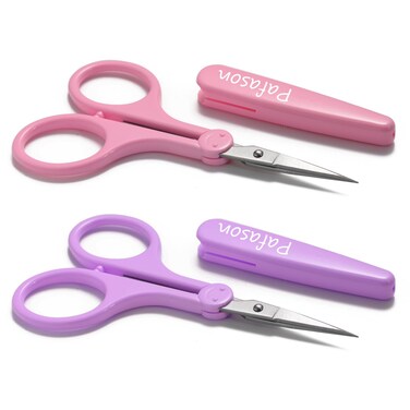PAFASON 4" Stainless Steel Detail Craft Scissors Set with Straight Precise Tips &amp; Safety Cap &amp; TSA Complied Ideal for Scrapbooking, Paper Yarn Thread Fabric Cutting Sewing Quilting Embroidery Knitting