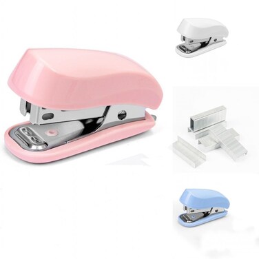 Pink Color Mini Stapler with Staples,Small Cute Stapler for Desk,Gift for Student or Office Use (Pink)