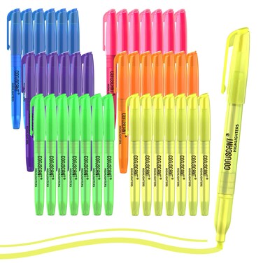 Highlighter - 36 pack color highlighter, color transparent visible fluorescent pen shell, wide chisel point mark, fluorescent pen, school, office