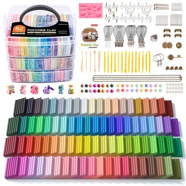 Shuttle Art 82 Colors Polymer Clay Kit with 19 Clay Tools, 16 Kinds of Accessories, Non-Toxic, Non-Sticky, Ideal DIY Art Craft Gift for Kids Adults