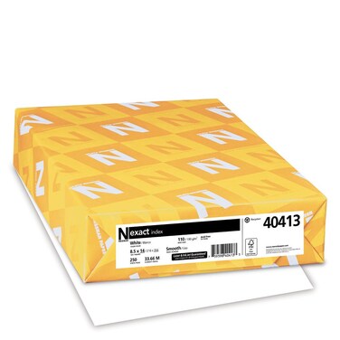 Wausau Exact Index Cardstock, 250 Sheets, White, 94 Brightness, 110 lb, 8.5 x 14 Inches
