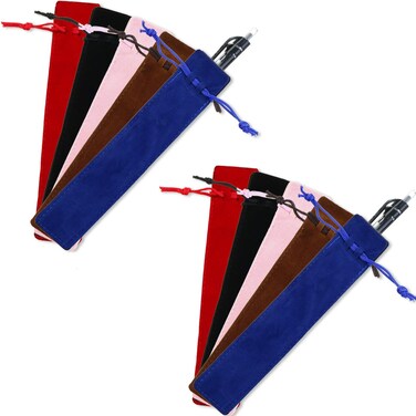 50 Pieces Velvet Drawstring Pen Pouch 1.4 x 7 Inch Multicolor Velvet Pen Sleeves Velvet Pen Bags Bulk Pencil Cases for Christmas Party Favor Gift(Multicolor)
