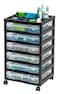 IRIS USA Fits 12" x 12" Paper, 6-Tier Scrapbook Rolling Storage Cart with Organizer Top for Papers Vinyl Tools Office Art and Craft Supplies, Yarn, Black Frame with 6 Clear Cases w/ Built in Handle