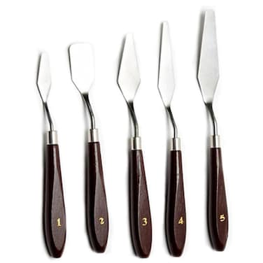 Artist Painting Knives Set - 5 Pieces Painting Knives Stainless Steel Spatula Palette Knife Oil Painting Accessories Color Mixing Set for Oil, Canvas, Acrylic