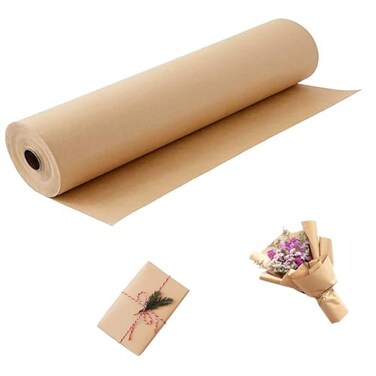 Brown Wrapping Paper Roll 30"x 1200" Craft Packing Paper for Gift Wrapping Bulletin Board Paper Roll Bouquet Flower Table Covering Poster Packing Shipping Moving Supplies