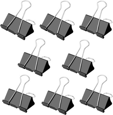 Ufmarine Medium Binder Clips 1.25 Inch Length, (40 Pcs) Black Medium Paper Clips for Office