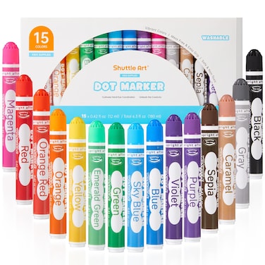Shuttle Art Dot Markers, 15 Colors Washable Markers for Toddlers,Bingo Daubers Supplies Kids Preschool Children, Non Toxic Water-Based