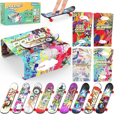 DG-Direct 28 Packs Valentine's Day Cards with Finger Skateboards Toys, Kids Valentine Party Favor, Valentine's Day School Classroom Prizes, Valentine Exchange Gift (Finger Skateboards)