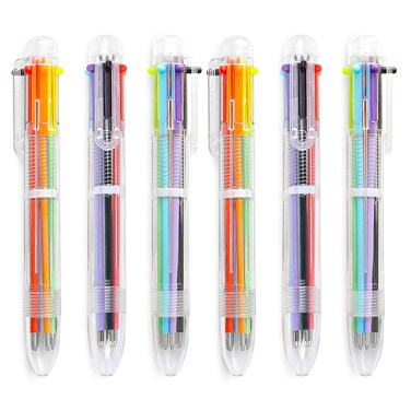 Hutou 24 Pack 0.5mm 6-in-1 Multicolor Ballpoint Pen 6 Colors Retractable Ballpoint Pens for Office School Supplies Students Children Gift, Kids Party Favors Pen(24 Pack)