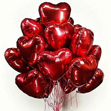30 pcs Red Heart Balloons 18" Foil Love Balloons Mylar Balloons heart balloons for Valentines Day Propose Marriage Wedding Anniversary Backdrop Birthday Party Supplies
