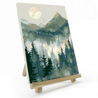 JOOZ Mountain Paint by Number for Adults, Paint by Numbers Kit for Adults with Frame, DIY Mountain Landscape Paint by Numbers Kits for Adults on Canvas, Oil Painting Kit for Home Wall Decor 8 x 12 in