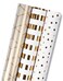 MAYPLUSS Birthday Wrapping Paper Roll - Mini Roll - 17 inch x 120 inch Per roll - White &amp; Gold Foil Design (42.3 sq.ft.ttl)