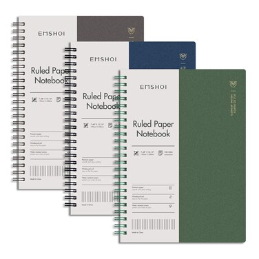 EMSHOI 3 Pack Spiral Notebook 7.48" x 10.15" - B5 Large Composition Notebooks College Ruled, 480 Pages 100gsm Lined Paper, Plastic Hardcover Journals for Writing Women Men Work School Supplies Gifts