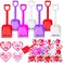 MGparty 24 Pack Valentines Day Plastic Toy Shovels with Cards, I Dig You Stickers, Gifts Bags Valentines Day Classroom Gift Exchange Supplies Party Favors for Kids