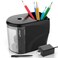 Electric Pencil Sharpener Heavy-Duty Helical Blade Sharpener with Adapter/Battery Operated for No.2/ (6-8mm) Pencils with Auto Stop &amp; Cleaning Brush in School/Classroom/Office (Black)