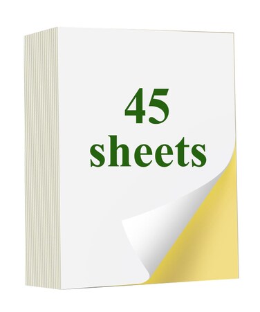 45 Sheets of Sticker Paper-White Matte Printable Sticker Paper for Inkjet Printer, Sticker Printer Paper Full Sheet Labels,for Laser/Inkjet Printers,Letter Size (8.5" x 11")