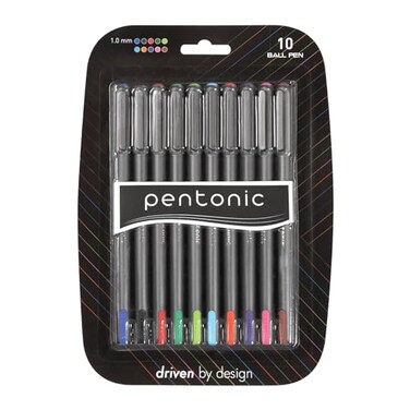 linc Pentonic Premium Ball Point Pen 1.0 mm Medium Point, 10-Count, Assorted Colors   Medium Point Featherlite Feel, Easy Flow Ink Technology, Sleek Matte Finish
