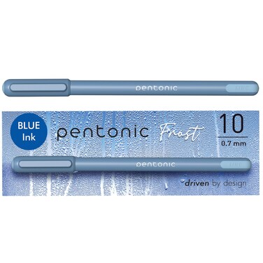 Pentonic Ballpoint Pens, 10 Count, Frosted Pale Blue Barrel with Blue Ink, 0.7 mm Fine Point, Smooth Writing For Journaling &amp; Note Taking (PEN13085)