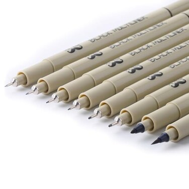 Mr. Pen- Drawing Pens for Artists, 8 Pack Black Multiliner/Fineliner Micro Anime/Sketch Pens, Line Art/Inking Pens, Fine Point Bible Journaling Pens