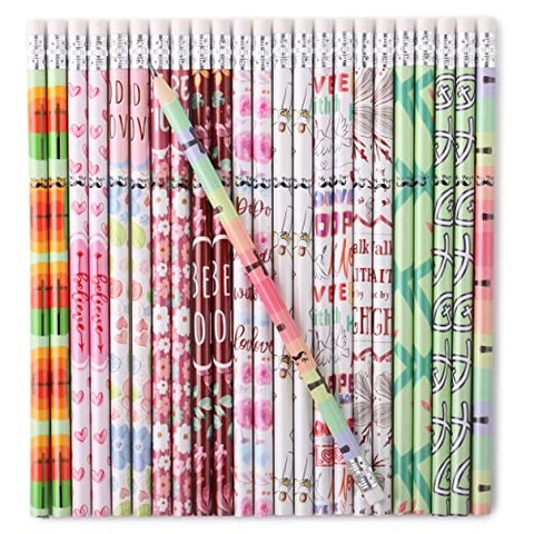 Mr. Pen- Floral Pencil, 24 Pcs, Assorted Designs, Bible Pencils, Colorful Bible Verse Pencils, Colorful Floral Pencil, Flower Pencils, Religious Pencils, Pencils for Bible Journaling