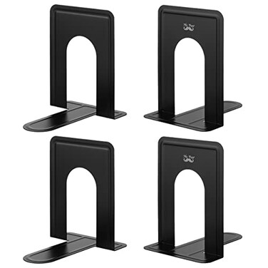Mr. Pen- Book Ends, Black, 4 Pack, Heavy Duty Metal Bookends for Shelves, Book Holders for Shelves, Book Stoppers, Book Holders, Book Ends for Office, Metal Bookends, Book Ends to Hold Books