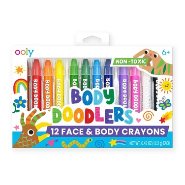 Ooly Body &amp; Face Paint Crayons for Kids, 12 Colors, Skin Safe Paint Stick Twist Crayons for Face Painting Parties, Great Body Painting Kit for Kids