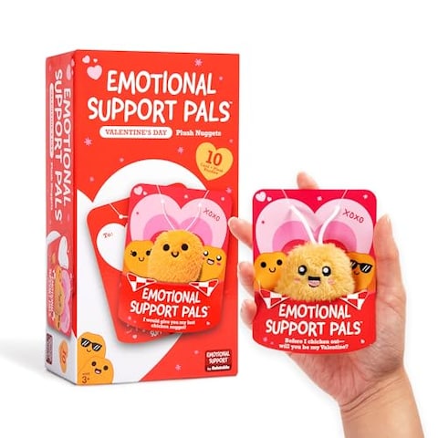 Emotional Support V-Day Nugget Cards by Relatable, Valentine&#39;s Plush, Perfect Valentines Cards for Kids Classroom or Gift for Work Friends, Includes 10 Plushies with 10 Cards and a Carrying Case