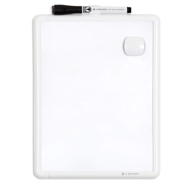 U Brands Contempo Magnetic Dry Erase Board, 8.5"x11", White Modern Frame, Includes Magnet and Marker
