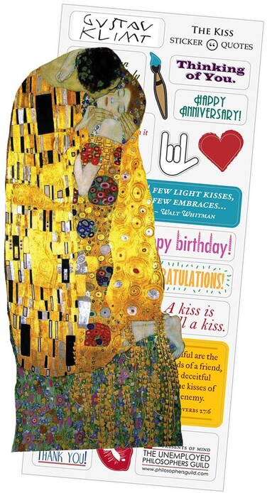 The Unemployed Philosophers Guild Klimt's Kiss Quotable Notable - Greeting Card and Sticker Sheet - Envelope Included