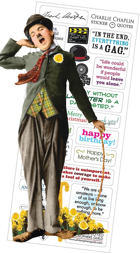 Charlie Chaplin Quotable Notable - Greeting Card and Sticker Sheet - Envelope Included