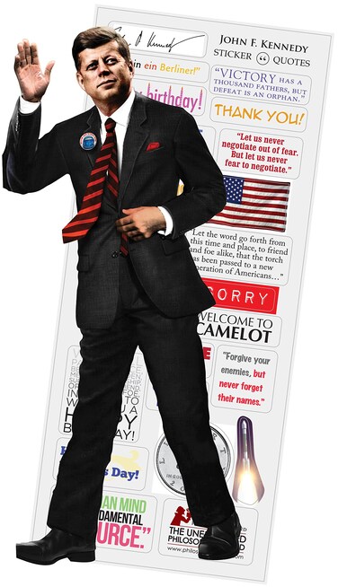 JFK John F Kennedy Quotable Notable - Greeting Card and Sticker Sheet - Envelope Included