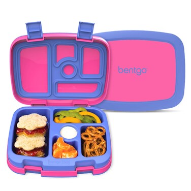 Bentgo Kids Bento-Style 5-Compartment Leak-Proof Lunch Box - Ideal Portion Sizes for Ages 3 to 7 - Durable, Drop-Proof, Dishwasher Safe, BPA-Free, &amp; Made with Food-Safe Materials (Fuchsia)